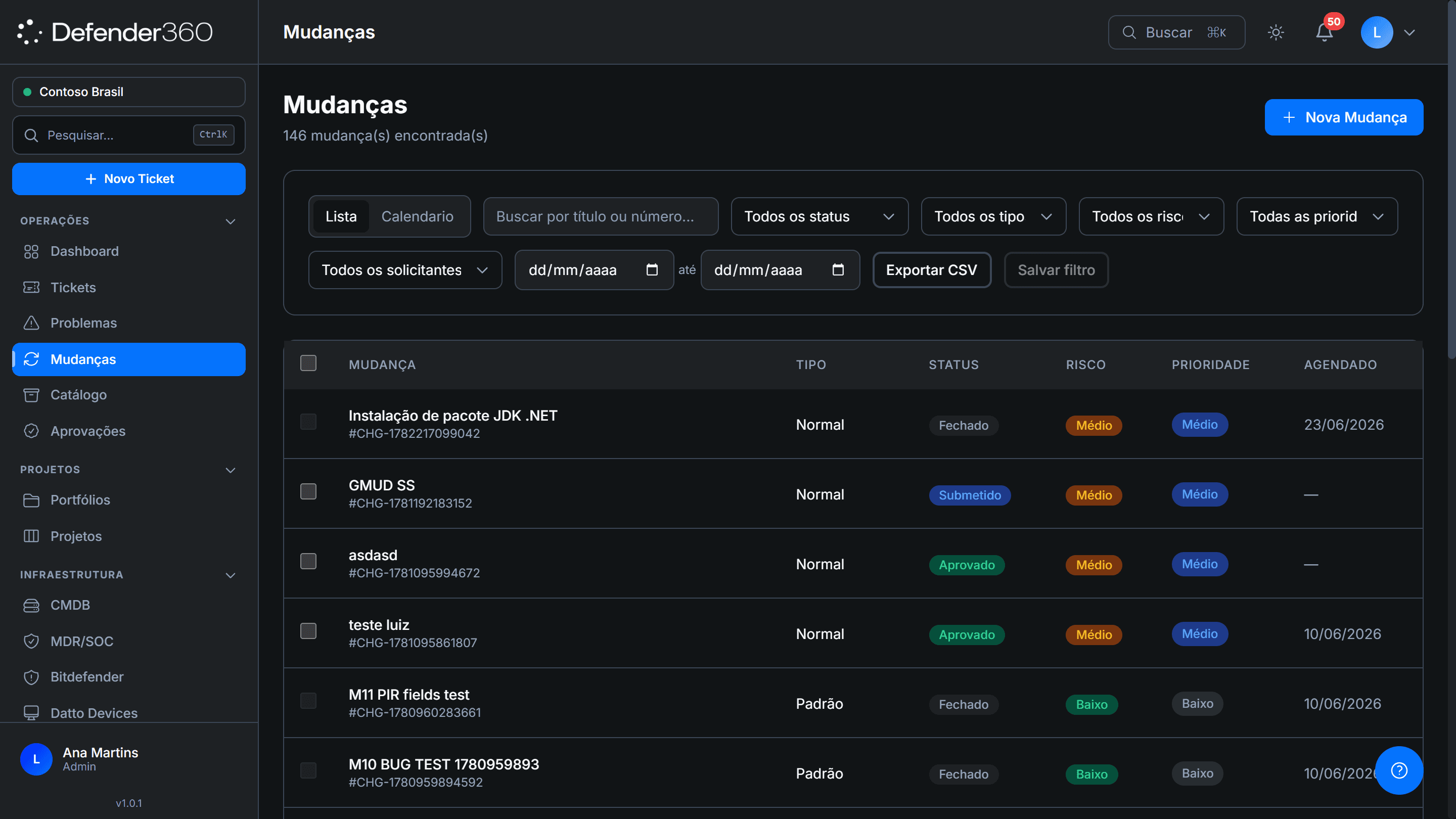 Change Management — Defender360 ITSM