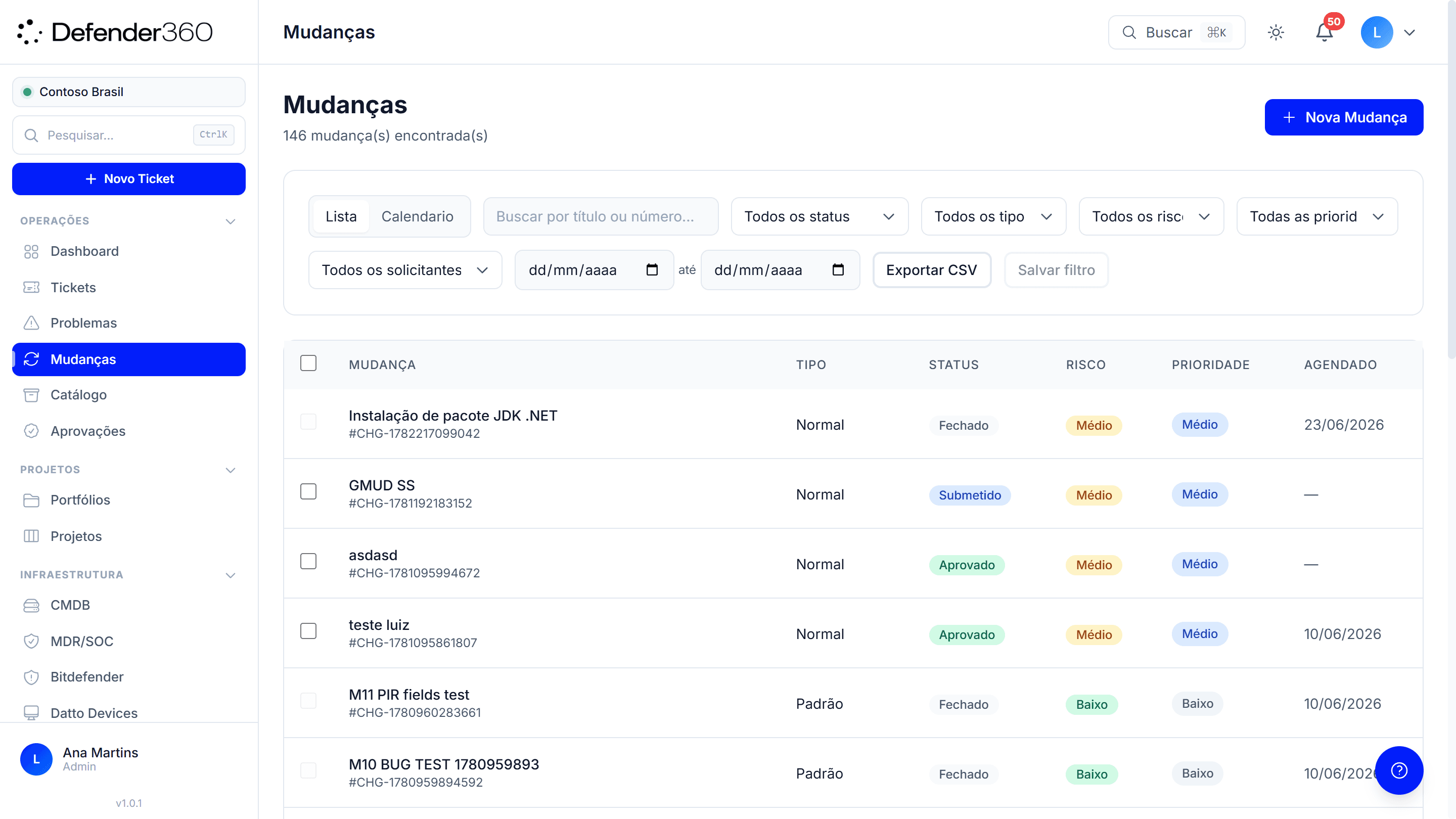Change Management — Defender360 ITSM