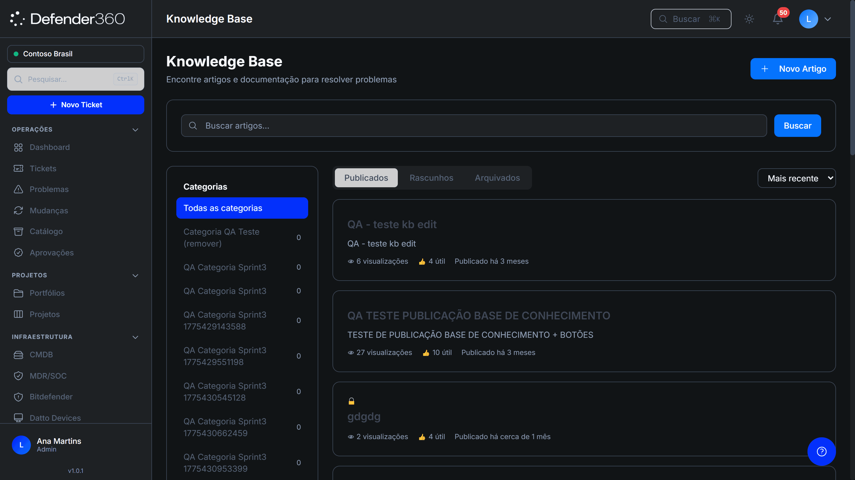 Knowledge Base — Defender360 ITSM