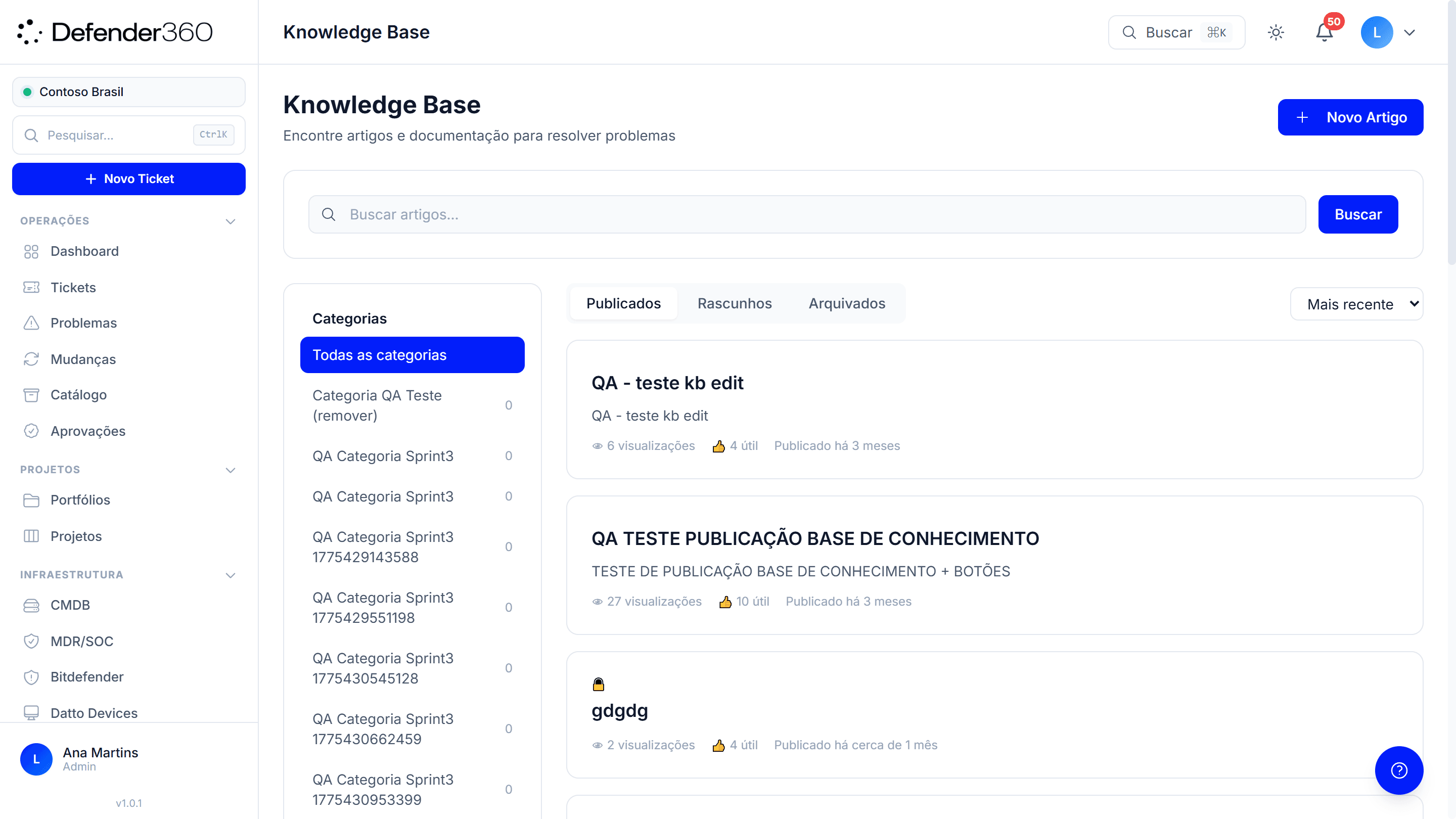 Knowledge Base — Defender360 ITSM