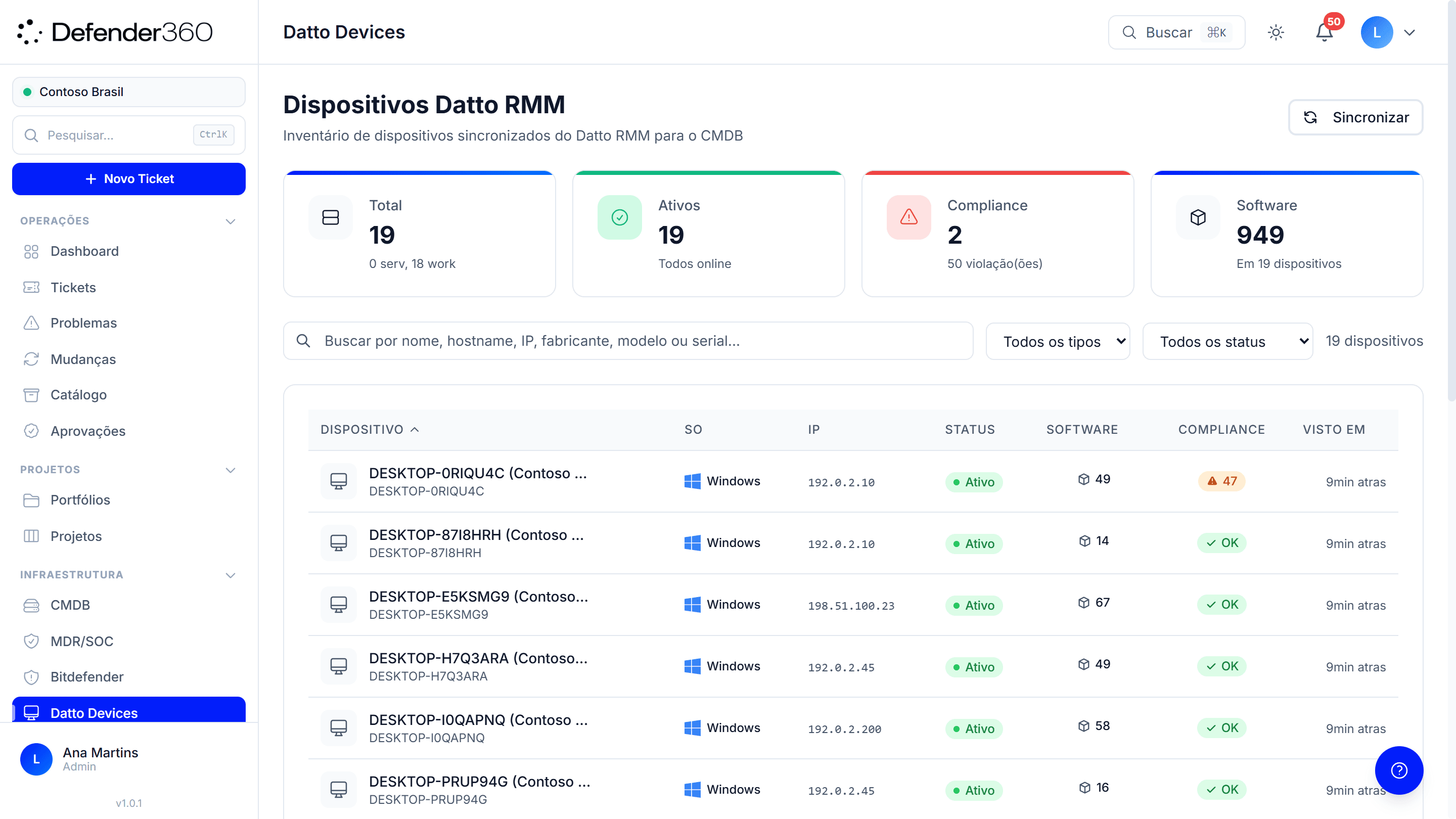 RMM connecté au support